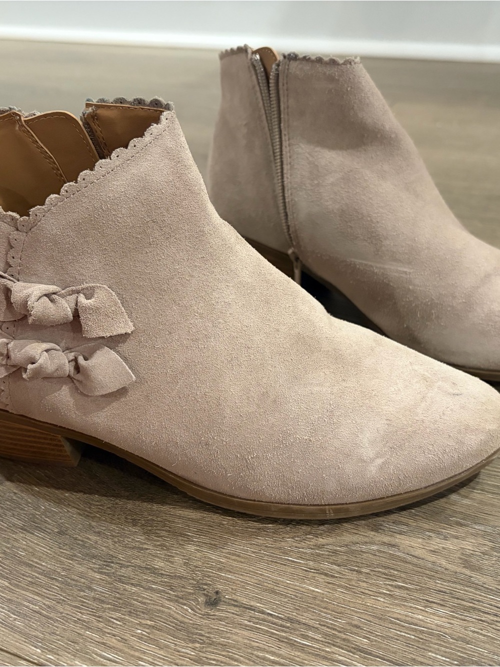 Jack Rogers Grey Suede Ankle Booties with Side Bows